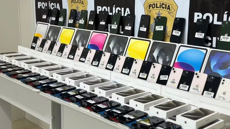 Maioria dos celulares e tablets apreendidos são da marca Apple | Bnews - Divulgação Divulgação/Ascom-PC