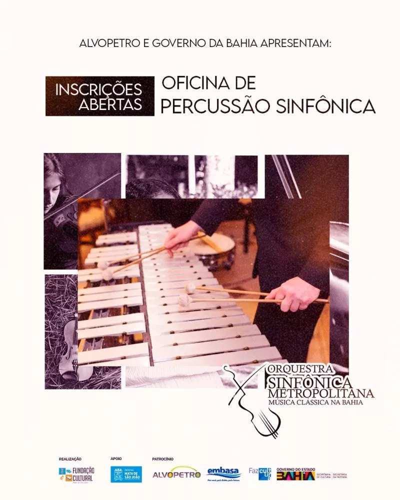Orquestra Sinfônica Metropolitana abre inscrições para Oficina de Percussão Sinfônica
